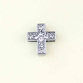 Silver alloy cross slider bead with sparkling clear rhinestones for DIY pet collar jewelry - 10mm / Cross