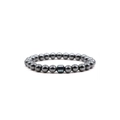 8mm metallic hematite beaded bracelet featuring a cylindrical centerpiece for men - Hematite