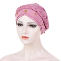Pink milk silk turban hat with braided headband and gold flower bead decoration - Dusky Pink