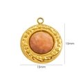 15mm vintage 14K gold-plated stainless steel round pendant with faceted orange sunstone - Sunstone