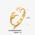 Adjustable 18K gold plated stainless steel heart hug ring for women featuring hands design - Gold Heart Gesture Style
