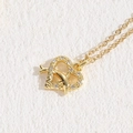 Golden necklace featuring a heart shaped dolphin pendant with sparkling zircon inlays - Dolphin 14K Gold