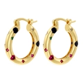 Luxury gold hoop earrings with multi-colored crystals and bohemian zircon stones style - Gold with Multicolor Zircon