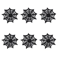 Lot de six sous-verres noirs pailletés en forme de toile d'araignée pour Halloween - Style Toile d'Araignée (L-00321)