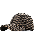 Baseball cap featuring 3D geometric cube pattern and pre-curved brim in light brown and black - Adjustable / 01 Black (3D Geometric Pattern)