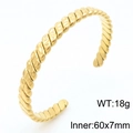 Gold twisted rope stainless steel open cuff bracelet with 18g weight and 60x7mm inner size - Style B Gold Color (KB184681-KFC)