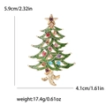 Green enamel Christmas tree brooch with colorful rhinestones and size measurements - Christmas Tree-2545-GN (Forest Green Multicolor Rhinestone)