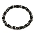 Men's stackable bracelet with black lava rock and gray marble beads with silver spacers - Spectrolite (B045)
