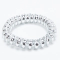 Minimalist clear spiral telephone cord hair tie with elastic transparent plastic finish - Silver