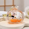 Panda liquid quicksand keychain with orange oil and sweet love text in acrylic charm - Single Keychain Style / Orange