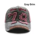 Vintage baseball cap with New York embroidery and distressed numeric patch in grey and pink - Gray