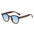 Lunettes de soleil rondes rétro avec monture écaille et verres dégradés bleu-jaune - Monture Léopard Dégradé Bleu Jaune (C25)