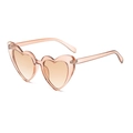 Fashionable heart shaped sunglasses with peach pink frames and translucent lenses - Transparent Tea Frame Double Brown Lens