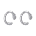 Close-up of polished silver C-shaped ear cuffs with high-gloss mirror finish and modern style - VE1019 Platinum Teardrop Shape