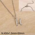 Silver stainless steel necklace with bold letter H pendant and beaded cable chain - Silver Letter H (KN287055-Z)