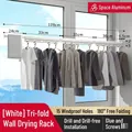 Space aluminum foldable white drying rack with 15 windproof holes and 128cm extension - Windproof White (3-Fold/15 Holes)