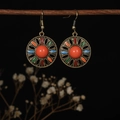H1213-1 Multi-Color Enamel Hollow Earrings