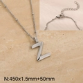 Silver stainless steel Z-letter pendant necklace with sparkling diamonds and curb chain - Silver Letter Z (KN287021-Z)