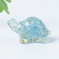 Light blue sea turtle decor made of transparent resin with gold flakes inside - 19 Aquamarine + Gold Foil