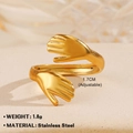 Anello abbraccio regolabile in acciaio inossidabile placcato oro 18K con mani - Design dell'Abbraccio / Oro
