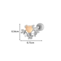 Orecchino a perno in argento con cuore arancione chiaro e dettagli a stella in zircone - Stella Cuore (6#) / Argento