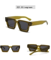 Detail view of olive green retro square sunglasses with grey lenses and acetate frames - Olive Green Frame Gray Lens