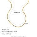 Dettagli della collana a catena O da 1,8 mm in acciaio inossidabile placcato oro 18K - 1.8mm Catena O Regolare - 40+5cm