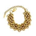 Detailed close-up of golden popcorn chain bracelet with lobster clasp and extension link - Bracelet / Gold