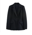 Détail d'un blazer noir ajusté avec revers à encoche et fermeture à bouton unique - XS / Haut Noir