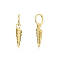 Elegant s925 silver needle gold hoop earrings with textured conch shell pendant for women - 25-Gold Conch