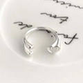 Adjustable S925 sterling silver ring with unique heart and bar design in silver finish - Heart & Bar Open Ring (JC127) / Silver