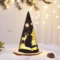 Black conical Christmas lantern with reindeer cutout pattern and warm LED lighting effect - Black (Conical Tree-Large)