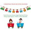 Christmas train themed paper banner with 8 cartoon characters and 3m adjustable rope - Christmas Train Banner