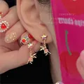 Charming gold star and bunny angel drop earrings with pink accents for women - Gold Star Cartoon Bunny Pendant Earrings