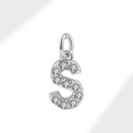 Silver letter S pendant necklace with micro-pave cubic zirconia on a gray gradient - White Gold (Letter S)