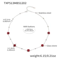 Silver stainless steel necklace with five round red glass stones in a minimalist design - Chain Only / Steel-Red