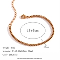 Bracciale a catena veneziana in acciaio inossidabile 316L placcato oro 18K con estensione - Bracciale Oro / 2.5mm x 15cm+5cm