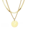 Collar de doble capa de acero al titanio dorado con colgante de moneda y cadena plana - Color Dorado Estilo B (Colgante de 20 mm)