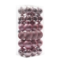 Lot de 24 boules de Noël rose et violet avec des finitions mates, pailletées et brillantes - 4cm/36 pièces / Rose
