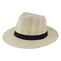 Cappello fedora in paglia traspirante da uomo con nastro nero per protezione solare estiva - Taglia Unica 58cm Circonferenza / Beige a Quadri