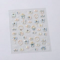 3D relief nail sticker TL-285 featuring iridescent bows and vintage frames in light blue - TL-285