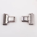 Pair of polished silver stainless steel smart watch strap connectors on a white background - For Huawei 7-14mm Interface