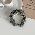 Dark grey satin scrunchie with metallic silk luster for ponytail styling - Dark Gray