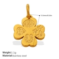 Golden stainless steel four-leaf clover pendant charm with detailed 13.5mm floral engravings - PJ1978G Relief Clover-Gold
