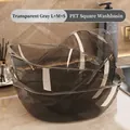 3-piece set of transparent grey square washbasins in large, medium, and small sizes - [Translucent Grey] S+M+L (Set of 3)