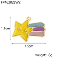 Detail view of a yellow star charm with rainbow tail for DIY jewelry making - Rainbow Star FP46202BW2