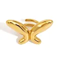 Minimalist stainless steel butterfly open ring with polished golden finish style - Gold (KB625)
