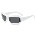 Lunettes de soleil enveloppantes blanches futuristes avec verres gris foncé style Y2K - Monture Blanche Verres Gris Foncé