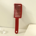 Red curved vented hairbrush with black bristles and hollow design for hair styling - Large Curved Vent Brush / Red