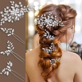 Silver bridal hair clip set with crystal floral hair comb and matching pins for weddings - Silver Claw-set Rhinestone Set (Comb + 3 Pins)